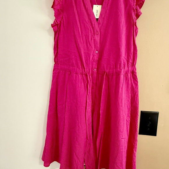 Pink Flutter-Sleeve Shirtdress, - Picture 4 of 6